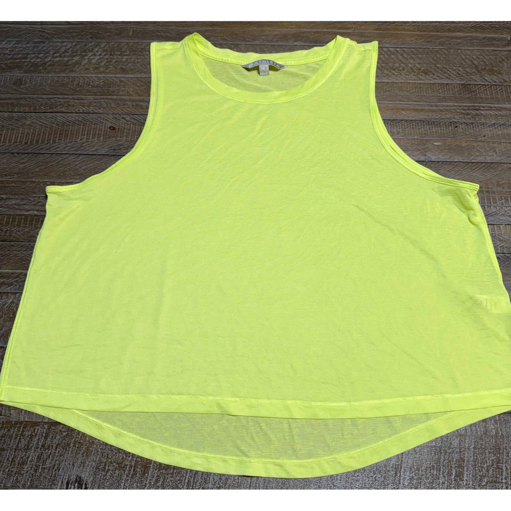 Athleta Tank Top Womens XL Neon Yellow Activewear High Low Sleeveless Preloved